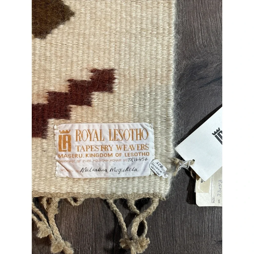 Vintage Royal Lesotho Tapestry Weavers Peru Mohair Mat 21x12 NWT Southwest Decor